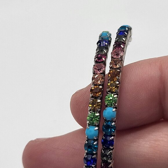 Dannijo Vega Hoop Earrings Rainbow Multicolor Silver Tone - Picture 13 of 15